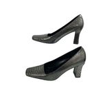 Via Spiga‎ Womens Pump Heels Metallic Leather Croc Almond Toe Size 8M Silver Photo 1