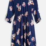 French Grey  Murphy XL Maternity Navy Blue Floral Brushed Knit Dress Photo 0