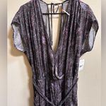 Free People NEW Universal Surplice Jumpsuit Night Combo Purple Paisley Women’s L Photo 5