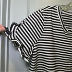 st. john's bay St. John’s Bay Black/White Striped Scoop Neck Ruffle Short Sleeve Top size XL Photo 3