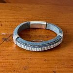 Hampton Gems Narrow Cuff Bracelet With Pave Crystals Blue Suede Magnetic Clasp Photo 0