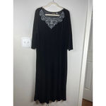 Bob Mackie Wearable Art Black Velvet Embellished Midi Dress 1X Evening Formal Photo 1