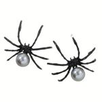 Gothic Black/Gray Spider Stud Earrings Faux‎ Pearl Accents Vintage Boho Style Black Photo 8