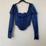 House Of CB  'Dana'‎ Navy Puff Sleeve Corset NWOT Photo 2