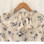 NNWM Woman Floral Ruffle Blouse Black Bow Tie Bell Sleeve Button Victorian M White Size M Photo 6