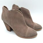 Susina Ankle Boots Booties Suede Leather Laser Cut Zipper Block Heel Beige 9.5 Photo 0