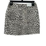 Pistola  size XS‎ denim jean mini skirt snow leopard print cream black gray Photo 1