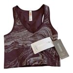 Athleta  Aurora Seamless Shine Tank Burgundy Swirl Print V-Neck Crop Top XS Photo 4