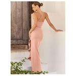 NEW Prom Dress Formal Cocktail Evening Maxi Ruffle Side Split S Pink Photo 1