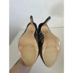 ALDO Women's  Leather Chevron Black Rhinestone 6” High Heels‎ Size 8.5 EUC Photo 5