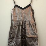 1. State NEW NWT  Spaghetti Strap Metallic Slip Dress Silver Vegan Faux Leather 2 Photo 12