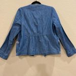 J Jill Floral Embroidered Denim Open Front Jacket Women’s Sz S Boho Hippie EUC Blue Photo 3