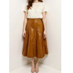 Anthropologie MAEVE x Mariska Faux Leather Midi Skirt, Brown, 8 (US) Photo 3