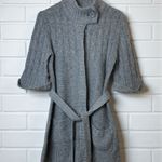 Merona Women's Medium Gray Chunky Knit Cozy Wool Blend Belted Button Up Cardigan Photo 0