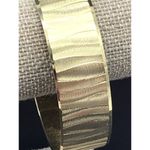 None Classic Textured Gold Tone Bangle Bracelet Mirrored Trim Classy MINT Stacking Photo 1