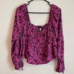 Urban Outfitters  Pink Puff Sleeve Smocked Blouse Photo 2