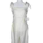STAUD NWT Linen Lace Up Babydoll Jumpsuit Large Ivory Wide Leg Cropped One Piece Photo 4