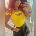 Wow Couture  Strappy Bandage Crop Top Yellow Medium Photo 6