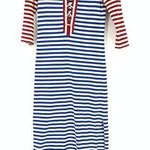 J.Crew  Dress Womens XXS Maxi Lace Up Sammie Striped Baltic Nautical Cotton Blue Photo 0