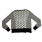 YYigal Round neck Honeycomb Stripe Pullover Sweater Size Medium Abstract Neutral Black Photo 1