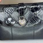 Brighton Black Leather Crossbody Shoulder Bag Heart Lock Woven with Wallet Photo 9