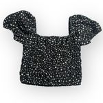 Elodie  Crop Top Women Small Black White Floral Puff Sleeve Square Neck Smocked Photo 1