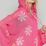 POL  Clothing Lucia Floral Daisy Loose Knit Hooded Sweater Boho Bohemian Coastal Photo 0