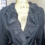 Elie Tahari Sz M Medium  Black Trench coat With‎ Rhinestone Button Detail Photo 7