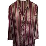 Victoria's Secret Victoria’s Secret Women's Stripe Button Down Silky Satin Sleep Shirt S Photo 0
