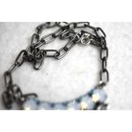 Source Unknown Native Smokey Rhinestone Teal Bead Black Link Chain Bar Gently Worn Necklace Photo 4