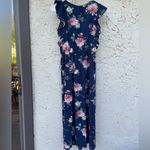 Soprano  Size Small Navy Blue Floral Print Wrap Midi Dress Photo 3