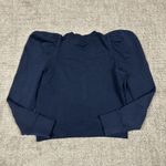 Ulla Johnson  Alair Crewneck Washed Fleece Sculpted Sleeve Navy Medium **HOLE* Photo 10