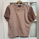 Diesel Vintage  Blush Pink Sheepskin Leather Studded Top Short Sleeve Size Med M Photo 0