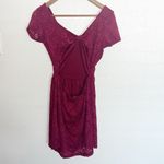 Rue 21 Floral Maroon Bow Scoop Neck Short Sleeve Open Back Mini Dress Photo 5