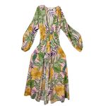 HYFVE  Pink Green Tropical Long‎ Sleeve Attached Romper Maxi Dress  Size S Photo 5