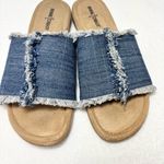 Minnetonka  Violet Frayed Fabric‎ Denim Slide Sandal Size 10W Photo 4