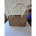 NWOT Natural Jute Burlap Compact Reusable Grocery Shopping Tote Beach Bag Photo 1