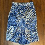 Tibi Abstract Blue 100% Silk Luxe Modern Sz 0 Pencil Ruffle Detail Women's Skirt Photo 3