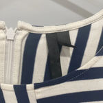 Topshop  Blue White Stripe Bell Long Sleeve Round Neck Top Blouse Sz 8 Photo 2