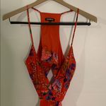 EXPRESS Red Floral Backless Dress Photo 2