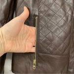 Cole Haan Brown Quilted Faux Leather Bomber Jacket Womans M Full Zip Classic Photo 6