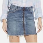 We The Free  Women’s O-Ring Zip Front Frayed/ Fringe Detail Denim Mini Skirt 27 Photo 7