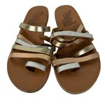 Ancient Greek Sandals Niki 38 Pink Metallic Leather Toe Ring Sandals Size 7.5 Photo 0