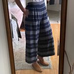 Vintage 40s 50s Navy White Striped High Waisted Pleated Wide Leg Cropped Pants Blue Size 26 Photo 10