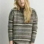 American Eagle  Size Medium Mock Neck Sweater Netural Chunky Striped Photo 0