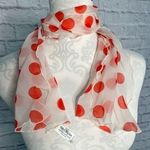 Vintage sheer red and white polkadot nylon scarf Photo 0