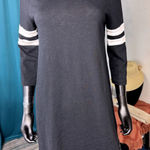 J.Crew Women's Black Midi Dress 3/4 Sleeve White Stripe Side Zip‎ Size S Photo 0