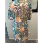 SheIn Women's Tropical Print Short Sleeve Cover-Up Dress Multicolor V-Neck Photo 4