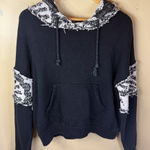 We The Free Free People  Woman's Textured Black White‎ Hoodie Oversized Size SM Photo 0