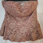 Forever 21 NWOT Peplum Mauve Lace Sweetheart Strapless Shirt Small Photo 0